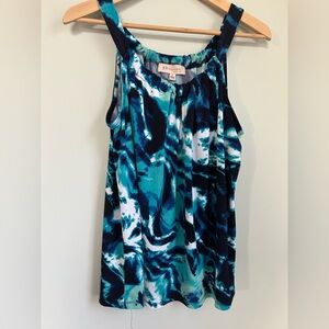 Philosophy Teal and Navy Women's Tank Top, Size Large
